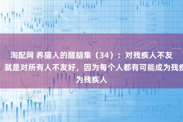 淘配网 养猫人的醒脑集（34）：对残疾人不友好，就是对所有人不友好，因为每个人都有可能成为残疾人